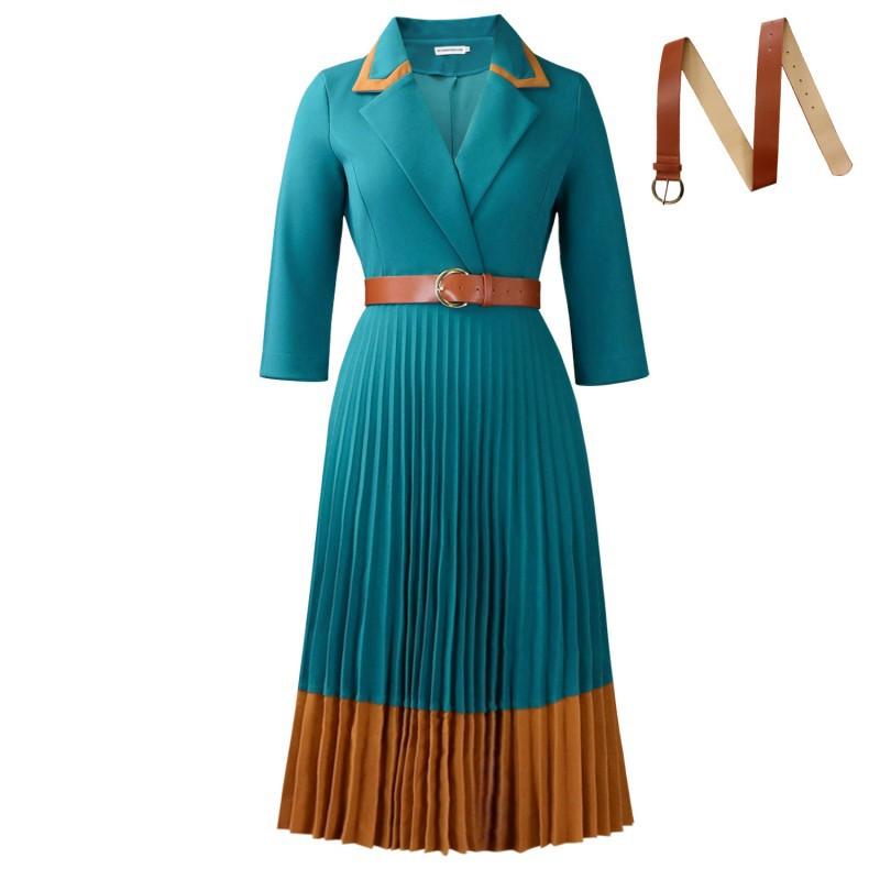 Women s Clothing In Europe America Winter Elegant Fashion Temperament Suit Collar Color-matched Pleated Large Size Dress S
Women s Clothing In Europe America Winter Elegant Fashion Temperament Suit Collar Color-matched Pleated Large Size Dress S