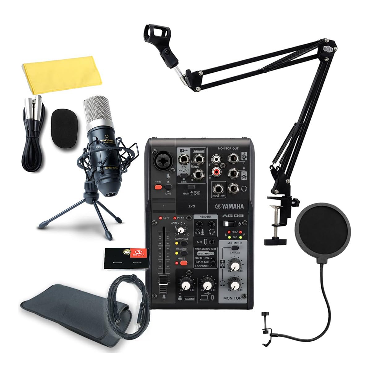 YAMAHA AG03MK2 BLACK set for PC users Condenser pop arm AUX cable / Distribution/DTM - microphone, blocker, stand, -
YAMAHA AG03MK2 BLACK set for PC users Condenser pop arm AUX cable / Distribution/DTM - microphone, blocker, stand, -