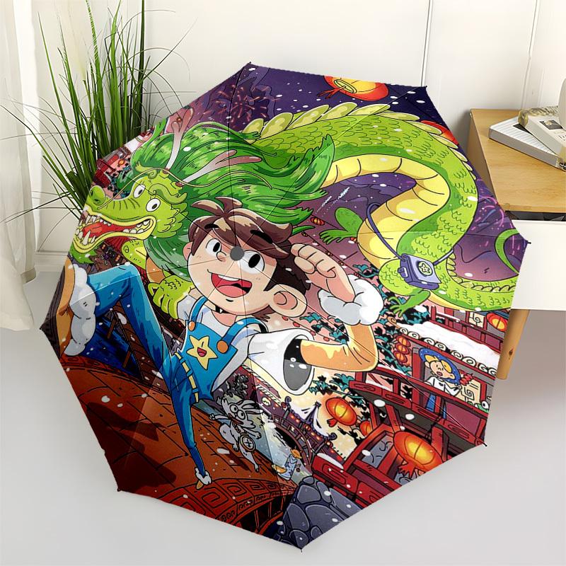 1pc Outdoor Umbrella with Dragon and Boy Design - Automatic Opening/Closing, Portable Tri-Fold Design, 8-Rib Iron Frame, Festive Gift for Fans, T
1pc Outdoor Umbrella with Dragon and Boy Design - Automatic Opening/Closing, Portable Tri-Fold Design, 8-Rib Iron Frame, Festive Gift for Fans, T