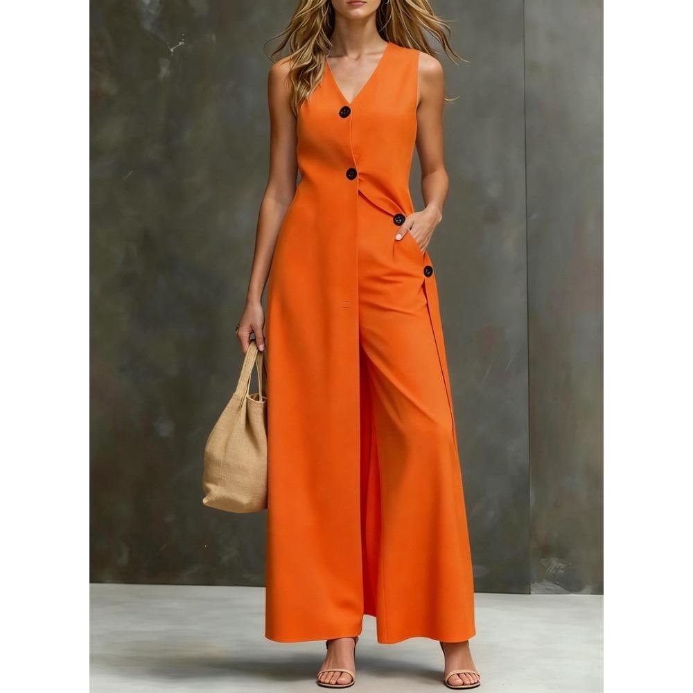 Fashion Sleeveless Set - Long Women s Top and Wide-leg Pants Two-piece Set 5XL помаранчевий
Fashion Sleeveless Set - Long Women s Top and Wide-leg Pants Two-piece Set 5XL помаранчевий