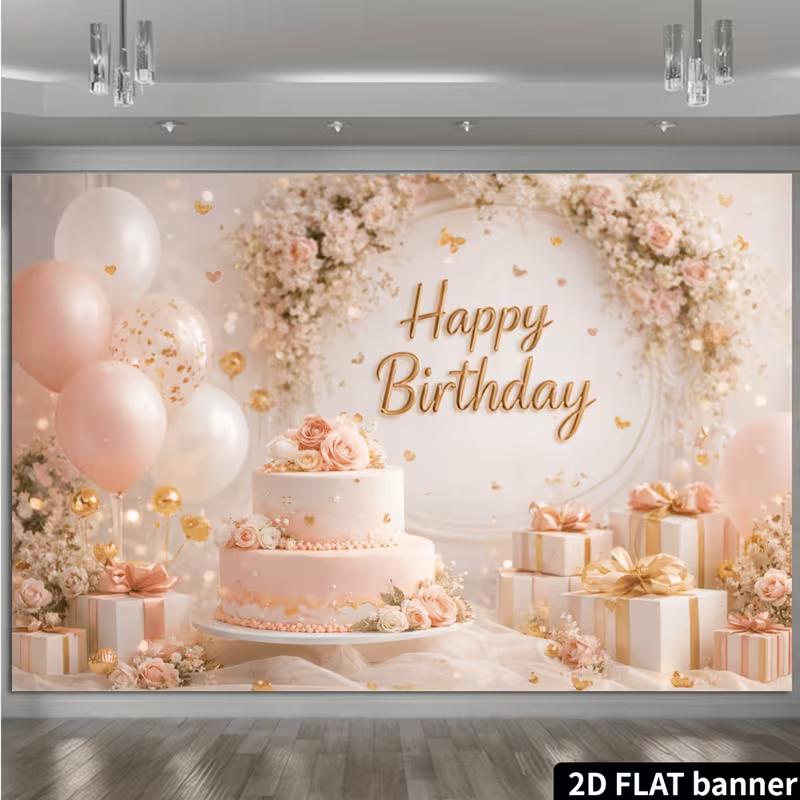 2D Elegant Pink Gold Happy Birthday Backdrop Floral Cake Photography Banner 47.2x31.5inch/120*80cm
2D Elegant Pink Gold Happy Birthday Backdrop Floral Cake Photography Banner 47.2x31.5inch/120*80cm