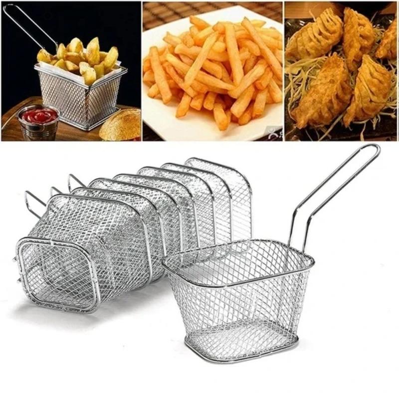 French Fries Basket Portable Stainless Steel Chips Mini Frying Basket Strainer Fryer Kitchen Cooking Basket Colander Accessories 1pcs
French Fries Basket Portable Stainless Steel Chips Mini Frying Basket Strainer Fryer Kitchen Cooking Basket Colander Accessories 1pcs