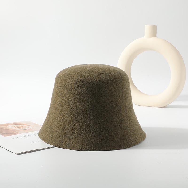 Женская шляпа, шляпа-ведро из 100% шерсти, модная универсальная шляпа, женская цельная формованная шляпа для нищего M зелёный