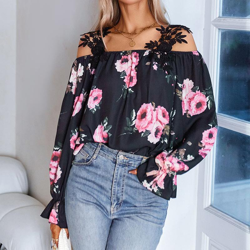 Flower Print Patchwork Lace Lace Lace One Line Collar Shirt Women s Off the Shoulder Top
Flower Print Patchwork Lace Lace Lace One Line Collar Shirt Women s Off the Shoulder Top