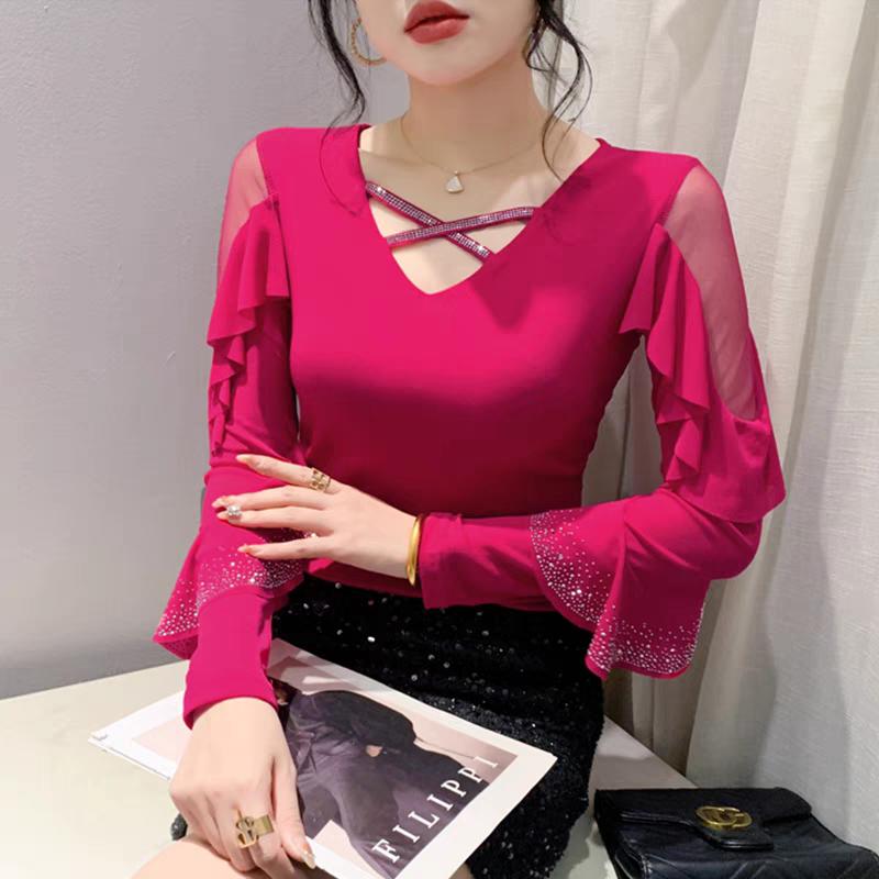 Spring Autumn Streetwear Girl Ruffled Hot Diamonds T-Shirt Fashion Sexy V-Neck Mesh Tops Women s Fare Long Sleeved Tees M чёрный
Spring Autumn Streetwear Girl Ruffled Hot Diamonds T-Shirt Fashion Sexy V-Neck Mesh Tops Women s Fare Long Sleeved Tees M чёрный