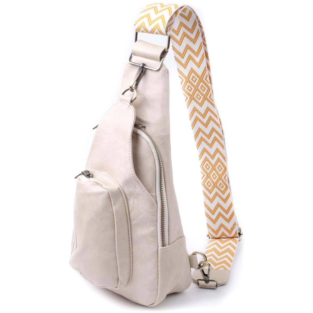 Стильна жіноча сумка з екошкіри з акцентом на текстильну лямку VINTAGE Bag 22774
Стильна жіноча сумка з екошкіри з акцентом на текстильну лямку VINTAGE Bag 22774