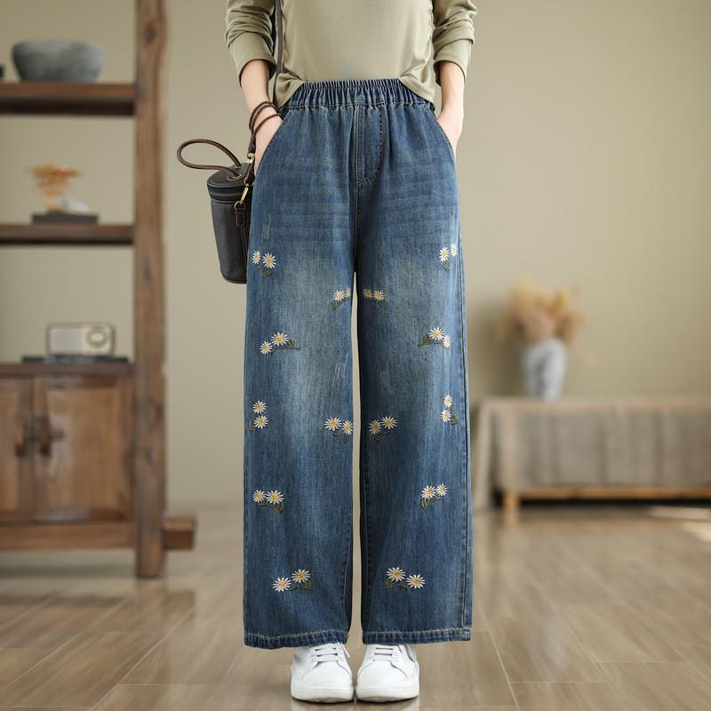 Korean Version of Cartoon Embroidered Sunflower Loose Women s Straight Pants Jeans Trousers M
Korean Version of Cartoon Embroidered Sunflower Loose Women s Straight Pants Jeans Trousers M