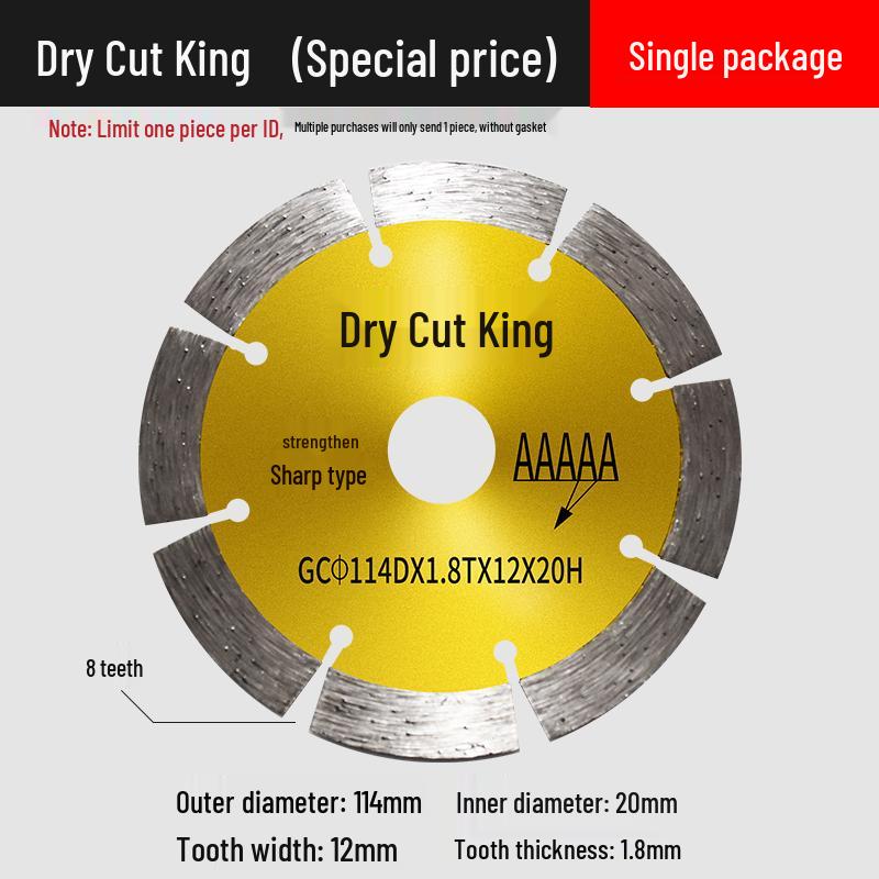 Diamond Slotting Disc for Dry Cutting Stone, Concrete, and Marble with Angle Grinder
Diamond Slotting Disc for Dry Cutting Stone, Concrete, and Marble with Angle Grinder