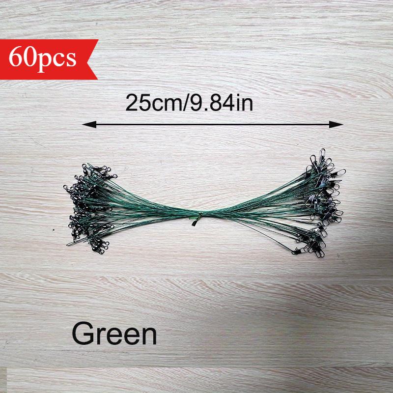 60 шт./ Набор Стальной проволочный морской рыболовный поводок 25cm зелёный
60 шт./ Набор Стальной проволочный морской рыболовный поводок 25cm зелёный