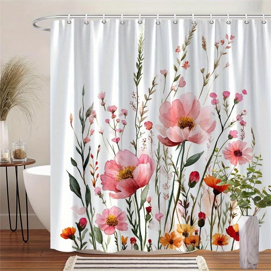Soft Pink & Peach Roses Shower Curtain - Vibrant Poppies, Watercolor Floral Bouquet Design, 12 Hooks, Modern Bath Decor W60H190(CM)-1 Pcs
Soft Pink & Peach Roses Shower Curtain - Vibrant Poppies, Watercolor Floral Bouquet Design, 12 Hooks, Modern Bath Decor W60H190(CM)-1 Pcs