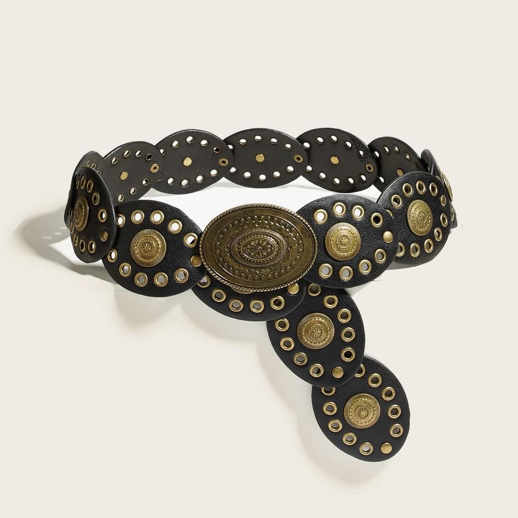 Vintage Western Style Waist Belt With Alloy Closure And Round Patches For Retro Look чорний
Vintage Western Style Waist Belt With Alloy Closure And Round Patches For Retro Look чорний