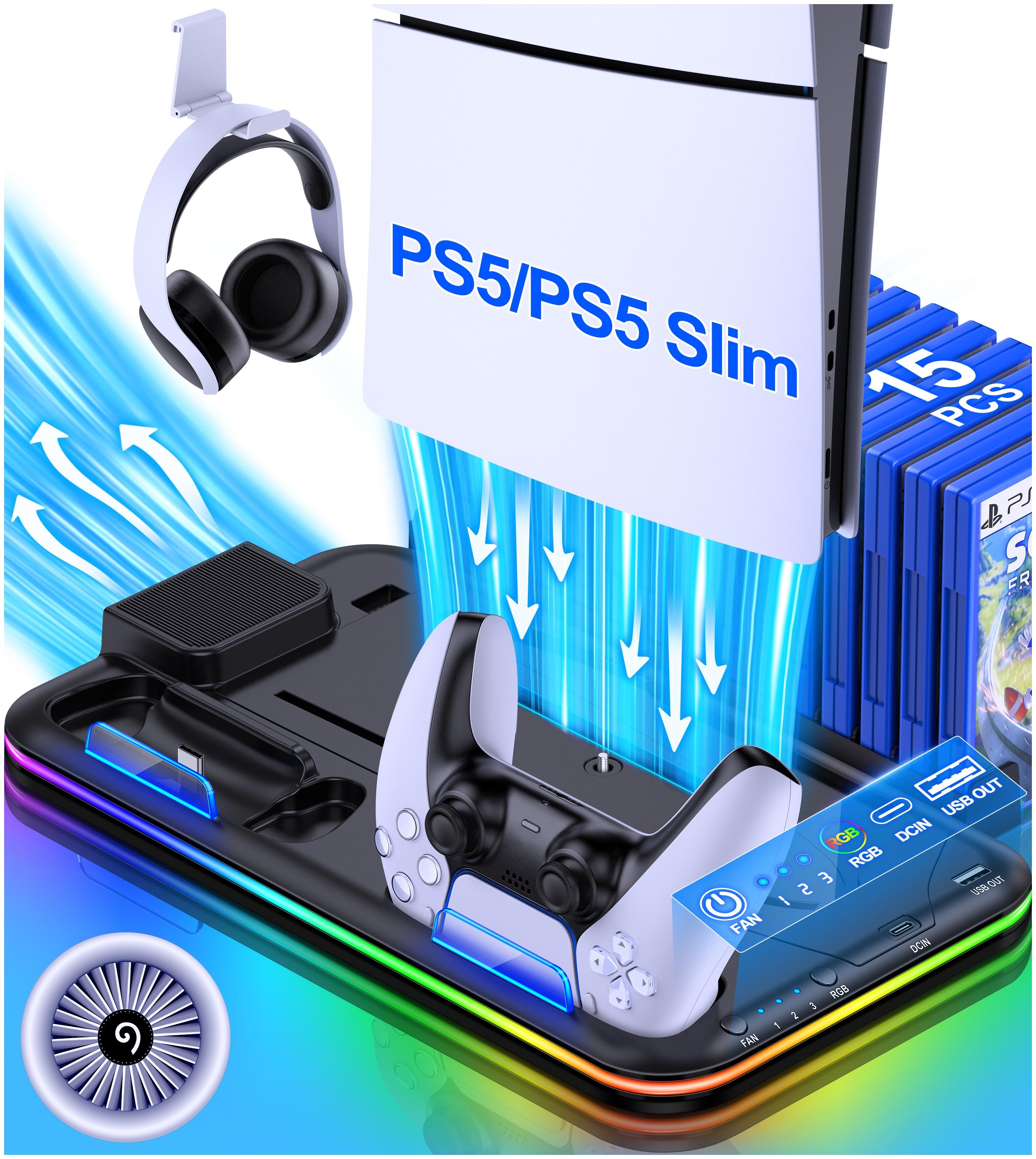 Охлаждающая подставка с RGB подсветкой для контроллера PS5 Slim PS5, зарядное устройство, светодиодный охлаждающий вентилятор, док-станция для Sony Playstation 5, аксессуары для PS5 CHINA чёрный
Охлаждающая подставка с RGB подсветкой для контроллера PS5 Slim PS5, зарядное устройство, светодиодный охлаждающий вентилятор, док-станция для Sony Playstation 5, аксессуары для PS5 CHINA чёрный