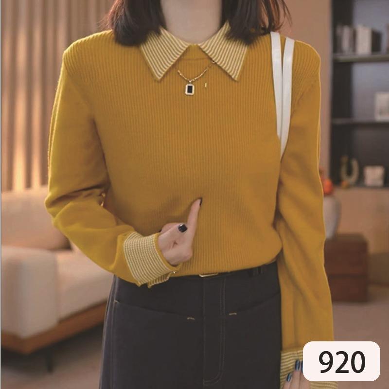 Contrast color fake two piece lapel sweater for women autumn and winter simple bottoming shirt top onesize жовтий
Contrast color fake two piece lapel sweater for women autumn and winter simple bottoming shirt top onesize жовтий