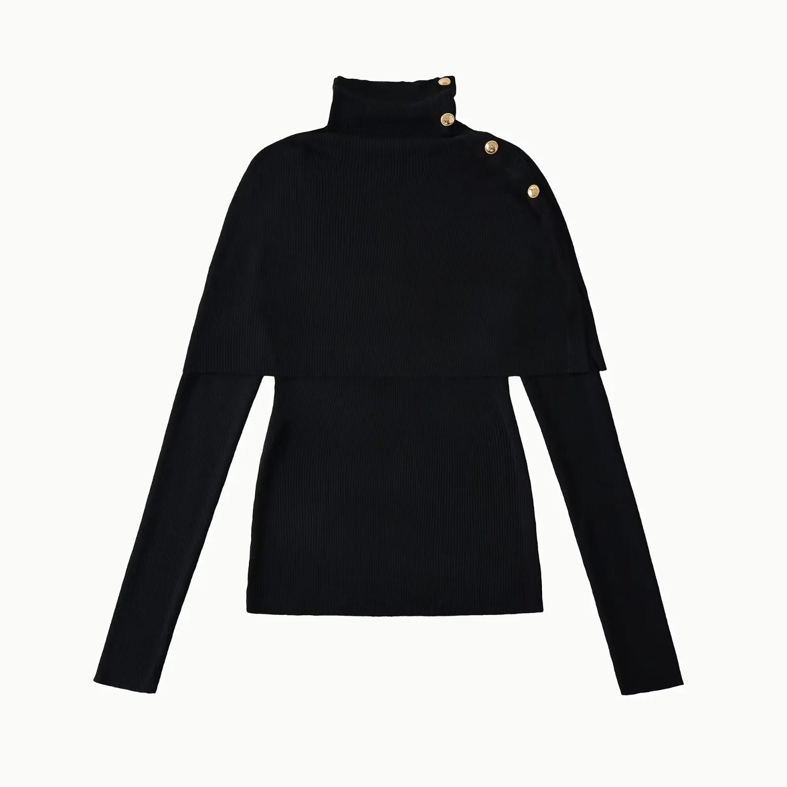 European Style Spicy Girl Two-Piece Set: High Neck Metal Buckle Knit Top - Elegant, Casual, Slimming. One Size чорний
European Style Spicy Girl Two-Piece Set: High Neck Metal Buckle Knit Top - Elegant, Casual, Slimming. One Size чорний