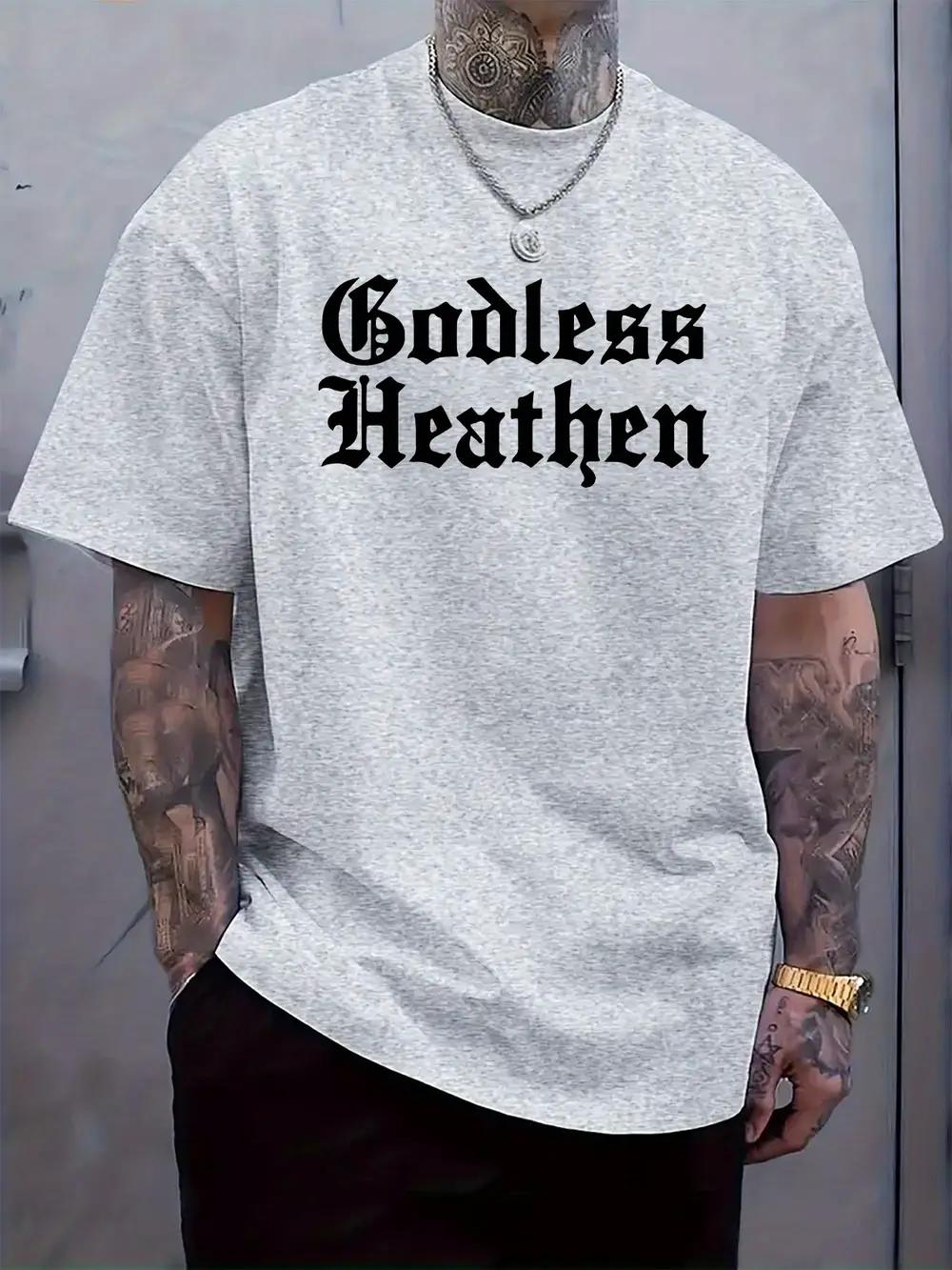 Gothic Print Crew Neck T-shirt - Godless Hedthen Graphic Tee S
Gothic Print Crew Neck T-shirt - Godless Hedthen Graphic Tee S