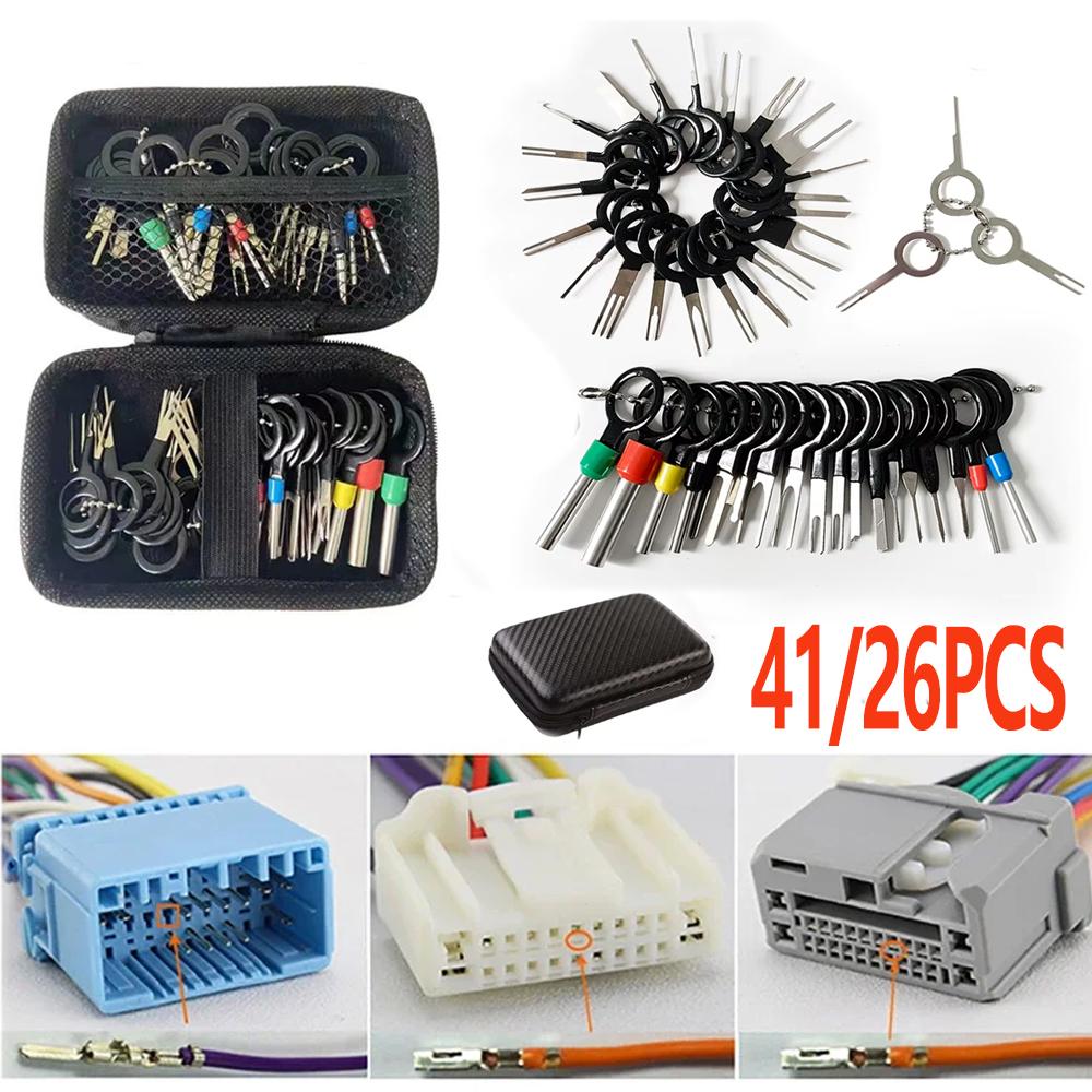 41/26pcs Car Terminal Removal Pin Extractor Kit Electrical Wiring Connector Car Repair Plug Puller Repairing Disassembly Tool 26PCS with box
41/26pcs Car Terminal Removal Pin Extractor Kit Electrical Wiring Connector Car Repair Plug Puller Repairing Disassembly Tool 26PCS with box