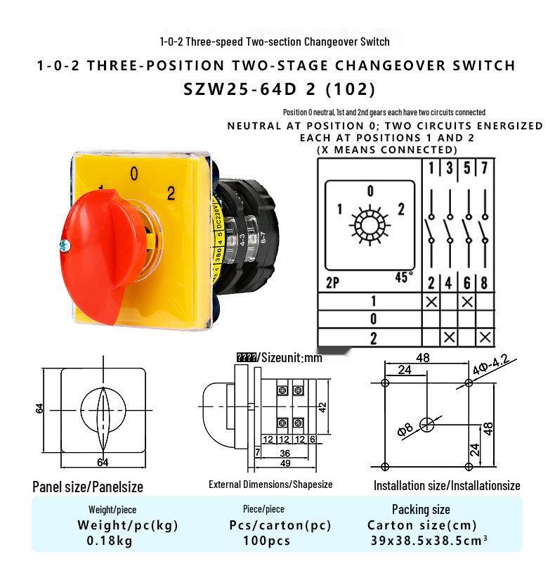 Zhuochao SZW25-64D/2 Universal Three-Speed Milling Machine Conversion Switch
Zhuochao SZW25-64D/2 Universal Three-Speed Milling Machine Conversion Switch