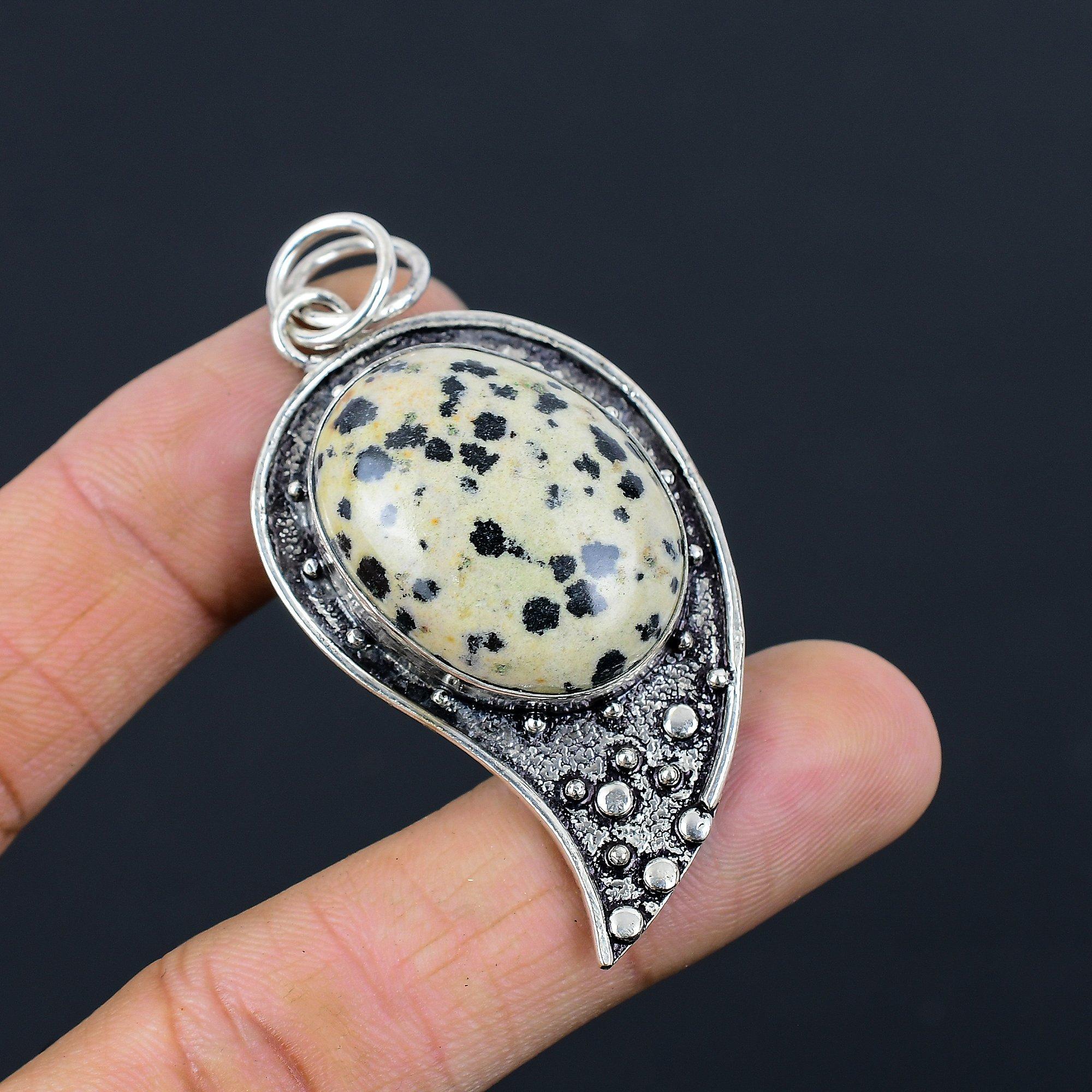 925 Silver Oval Natural Dalmatian Jasper Wedding Anniversary New Pendant Jewelry
925 Silver Oval Natural Dalmatian Jasper Wedding Anniversary New Pendant Jewelry