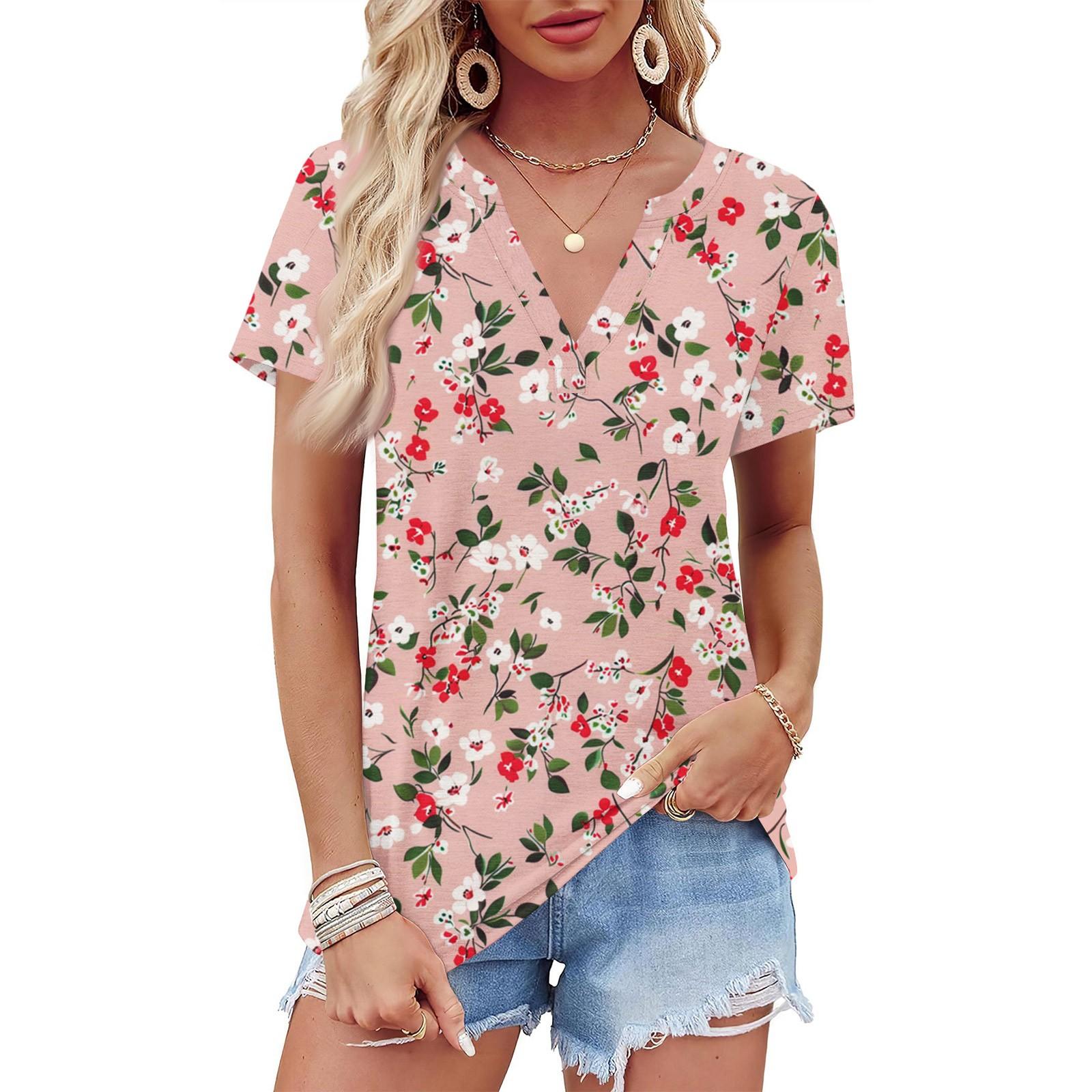 Женская летняя рубашка с коротким рукавом и V-образным вырезом с цветочным принтом, деловая повседневная свободная футболка, трендовая модная одежда, топы S розовый
Женская летняя рубашка с коротким рукавом и V-образным вырезом с цветочным принтом, деловая повседневная свободная футболка, трендовая модная одежда, топы S розовый