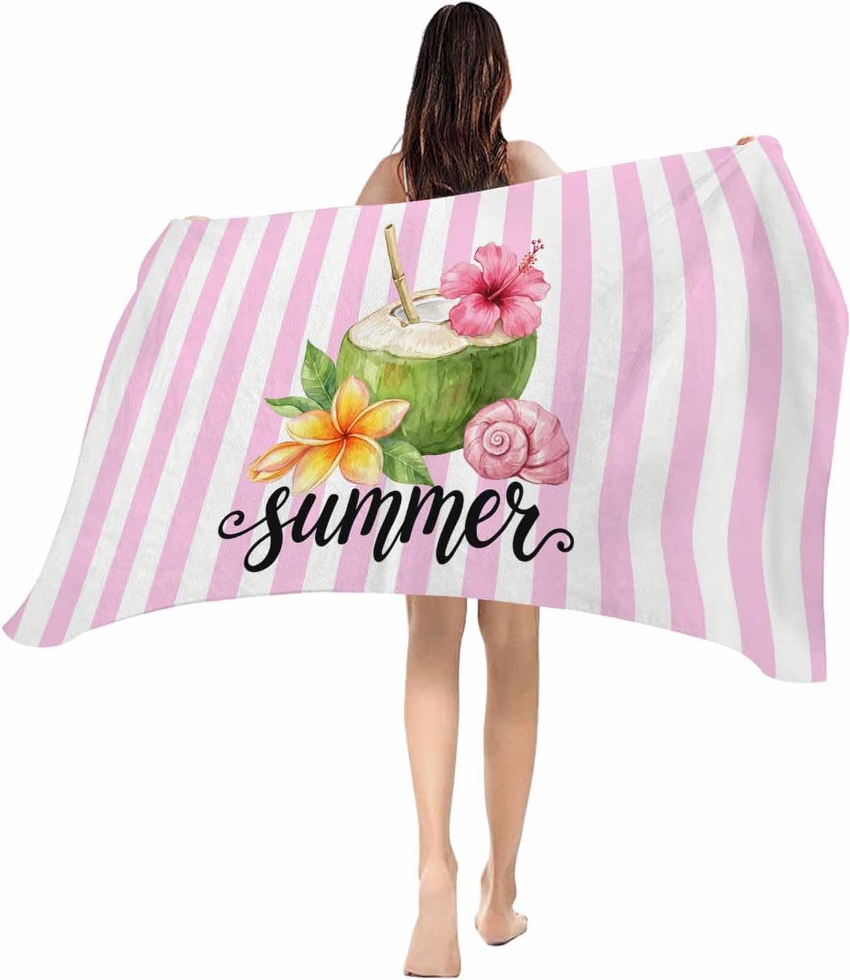 Beach Towel Summer Tropical Flower Bath Pool Towels Pink Stripes Soft Absorbent Beach Towel Lightweight Large Quick Swim Towels W30*H60(CM)
Beach Towel Summer Tropical Flower Bath Pool Towels Pink Stripes Soft Absorbent Beach Towel Lightweight Large Quick Swim Towels W30*H60(CM)
