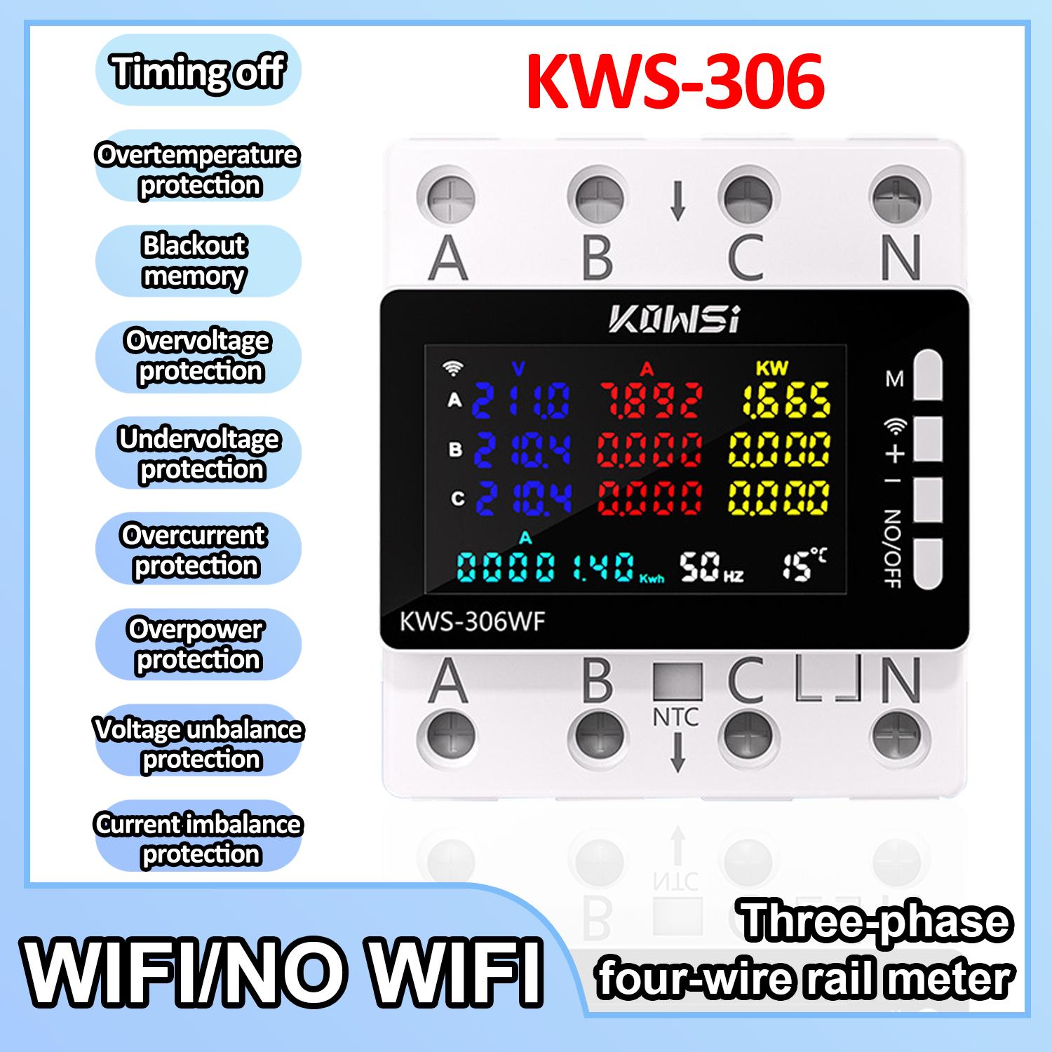 KWS-306 Energy Meter Power Meter DIN Rail 3 Phase 4 Wire Voltage AC 85-290V Voltmeter Amps Watt Kwh Meter with Color Screen
KWS-306 Energy Meter Power Meter DIN Rail 3 Phase 4 Wire Voltage AC 85-290V Voltmeter Amps Watt Kwh Meter with Color Screen