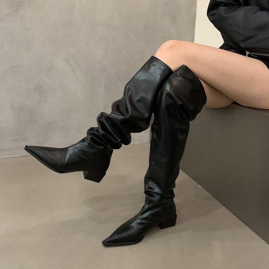 Сапоги-ботфорты на толстом каблуке с плиссировкой женские 2025 осень и зима новые до колена два варианта носки западные ковбойские сапоги обувь 35 чёрный
Сапоги-ботфорты на толстом каблуке с плиссировкой женские 2025 осень и зима новые до колена два варианта носки западные ковбойские сапоги обувь 35 чёрный