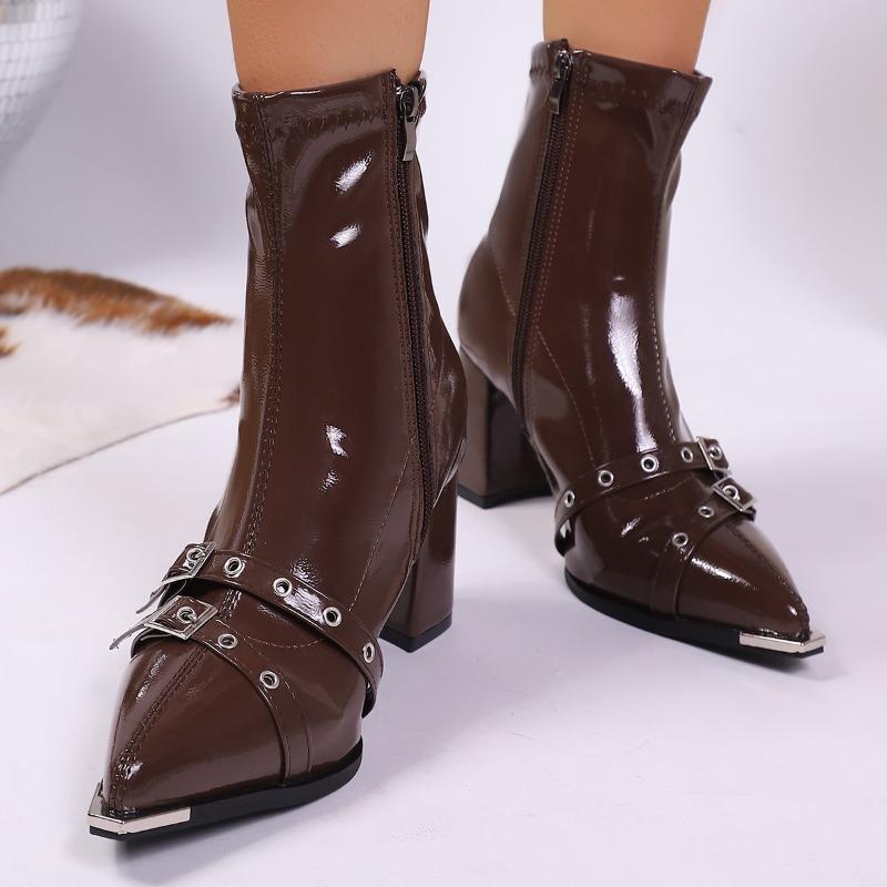 Metal Buckle Booties Fashion Collision Avoidance Pointed Toe Side Zipper Non-Slip Wear-Resistant 42 темно-коричневого кольору
Metal Buckle Booties Fashion Collision Avoidance Pointed Toe Side Zipper Non-Slip Wear-Resistant 42 темно-коричневого кольору