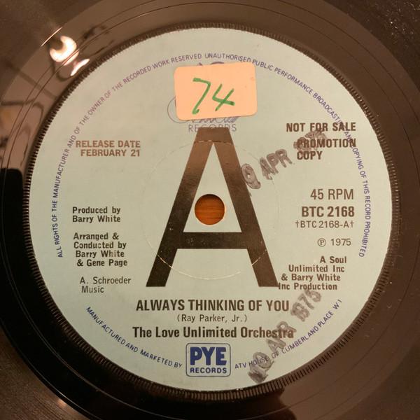 7inch Record LOVE UNLIMITED ORCHESTRA - Always Thinking Of You BTC2168PROMO 20th Century Re 1975 UK Pop Used
7inch Record LOVE UNLIMITED ORCHESTRA - Always Thinking Of You BTC2168PROMO 20th Century Re 1975 UK Pop Used