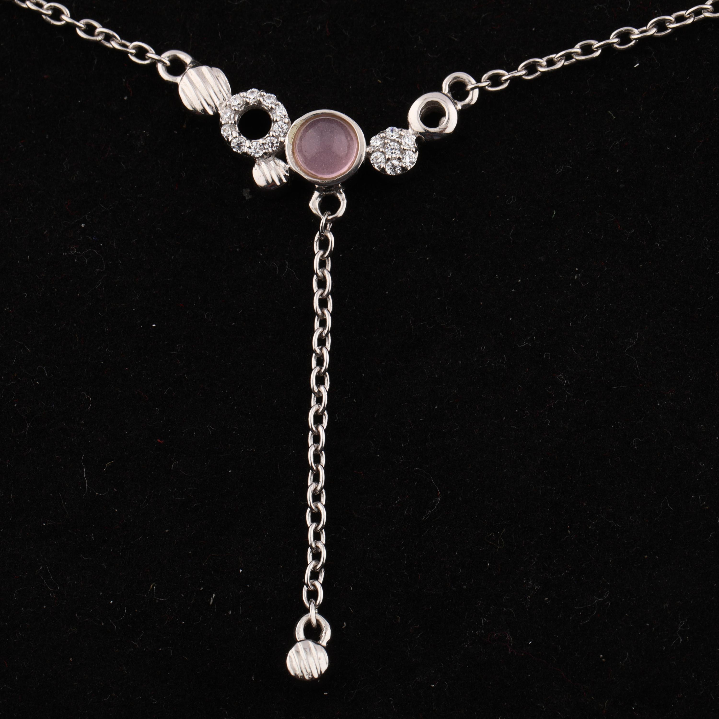 Pink Glass & Cubic Zirconia Necklace 925 Sterling Silver Rhodium Jewelry Gift for Her срібний
Pink Glass & Cubic Zirconia Necklace 925 Sterling Silver Rhodium Jewelry Gift for Her срібний