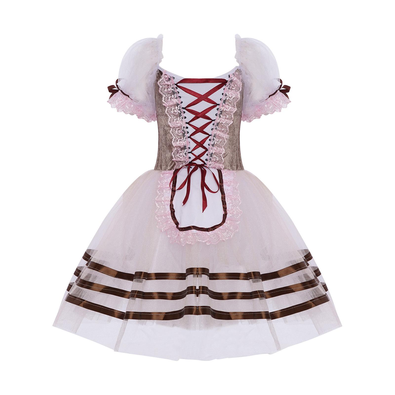 Kids Girls Recital Tutu Dress: Puff Sleeves Lace Trim Velvet Patchwork Bodice Lace-up Layered Skirt for Stage Performance 5-6 Years рожевий
Kids Girls Recital Tutu Dress: Puff Sleeves Lace Trim Velvet Patchwork Bodice Lace-up Layered Skirt for Stage Performance 5-6 Years рожевий