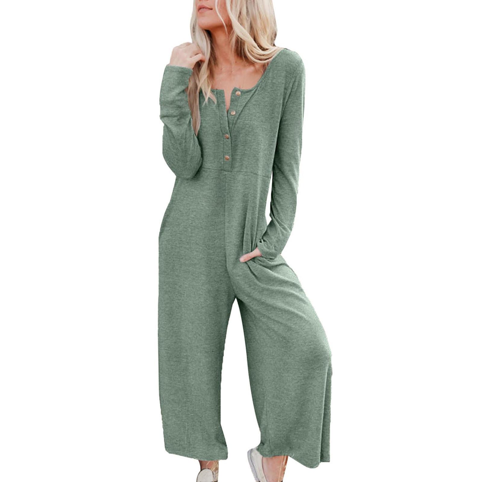 Women s Fashion Loose Casual Long Sleeve Button Pocket Colour Wide Leg Jumpsuit L зелений
Women s Fashion Loose Casual Long Sleeve Button Pocket Colour Wide Leg Jumpsuit L зелений