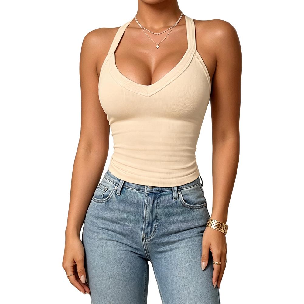 Women s Solid-Color V-Neck Tank Top with Padded Cups Outerwear-Style Sports Top L
Women s Solid-Color V-Neck Tank Top with Padded Cups Outerwear-Style Sports Top L