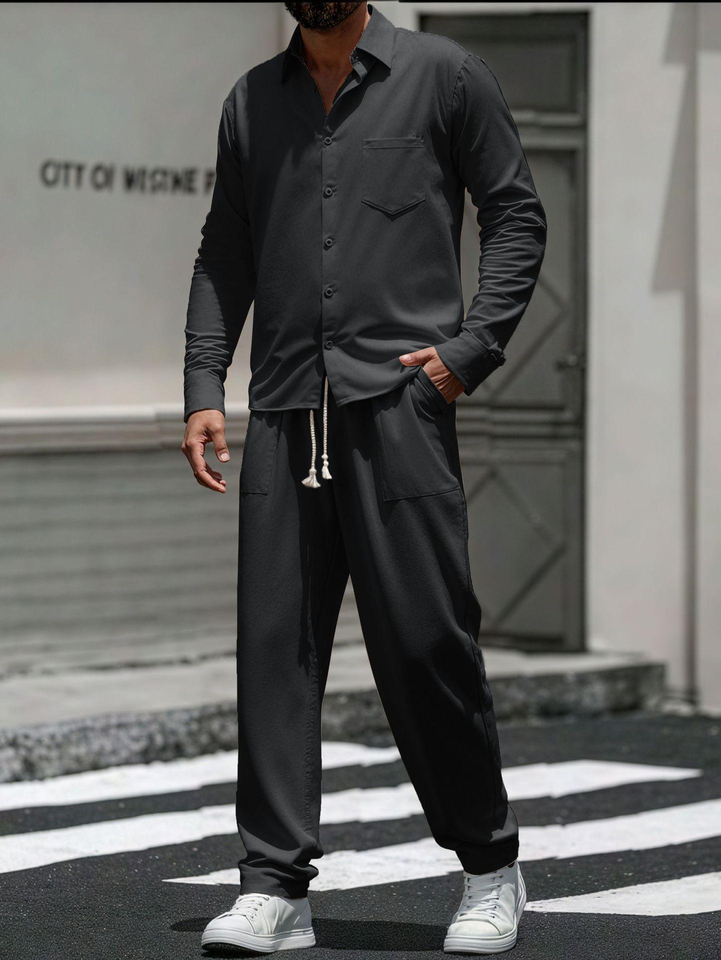 Men s Cotton Linen Two-Piece Set: Casual Loose Long Sleeve Shirt & Pants for Spring and Autumn Small чорний
Men s Cotton Linen Two-Piece Set: Casual Loose Long Sleeve Shirt & Pants for Spring and Autumn Small чорний
