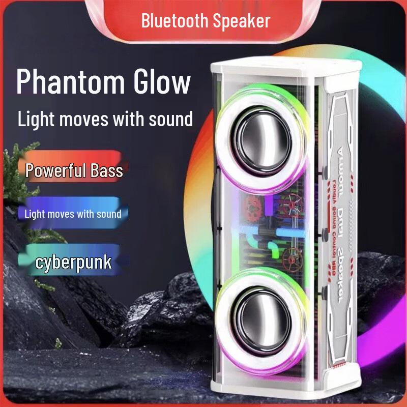 V8 Transparent Mecha Dual Subwoofer Bluetooth Speaker with High Volume
V8 Transparent Mecha Dual Subwoofer Bluetooth Speaker with High Volume