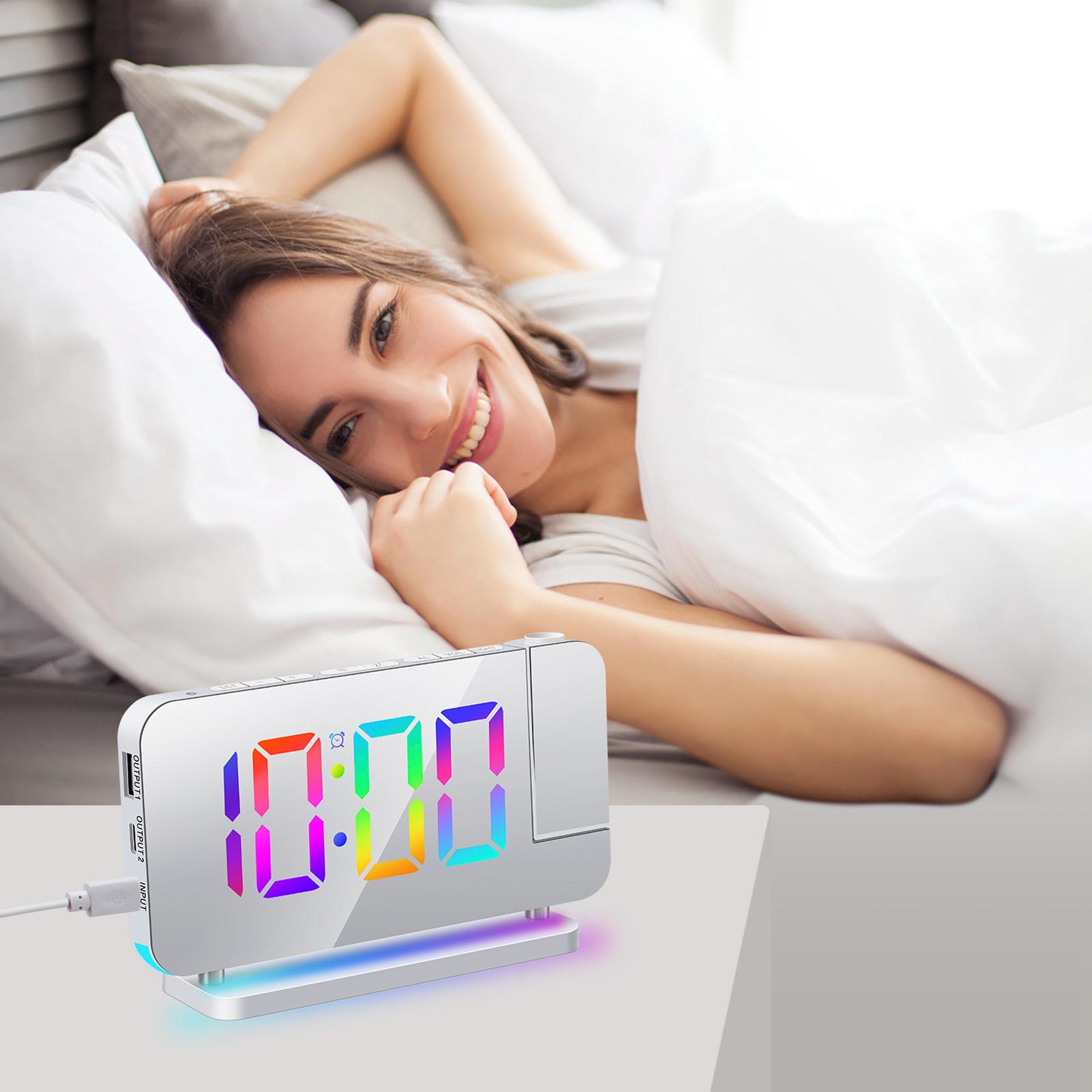 Projection Alarm Clock for Bedroom 7 inch RGB Colorful LED Digital Clock with Mirror Surface 6 level Brightness Dimmer белый
Projection Alarm Clock for Bedroom 7 inch RGB Colorful LED Digital Clock with Mirror Surface 6 level Brightness Dimmer белый