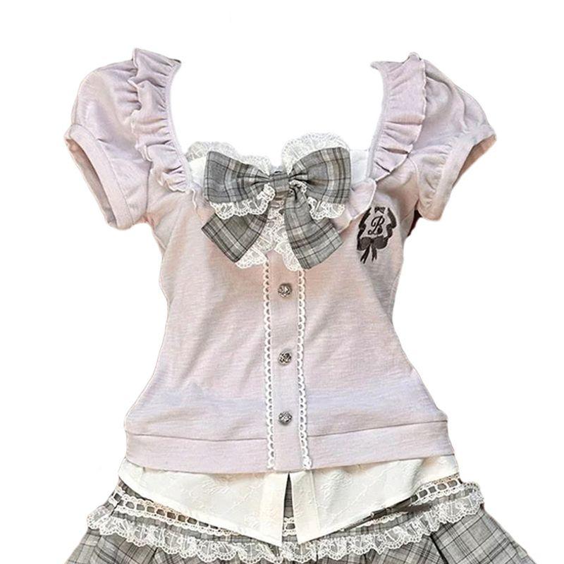 Summer New Niche Preppy Lace Stitching Slim fit Fake Two Pieces Top Plaid Lace Skirt Two-piece Set Pale pink Tops L (Recommendation 52.50 kg-60.00 kg
Summer New Niche Preppy Lace Stitching Slim fit Fake Two Pieces Top Plaid Lace Skirt Two-piece Set Pale pink Tops L (Recommendation 52.50 kg-60.00 kg