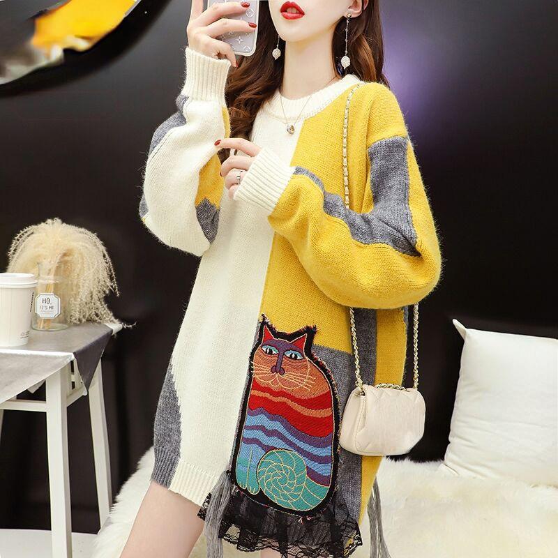 DIMANAF 2023 Новый осенний свитер больших размеров, пуловер большого размера с рисунком кота, женские свитера с цветочным принтом, вязаный свободный свитер
DIMANAF 2023 Новый осенний свитер больших размеров, пуловер большого размера с рисунком кота, женские свитера с цветочным принтом, вязаный свободный свитер