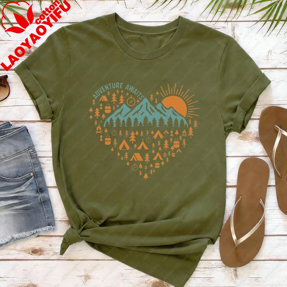 Adventure Awaits Mountain Heart Print Women TShirt Cotton Short Sleeve Outdoor Travel Gift for Her Casual Fashion Summer Top 4XL
Adventure Awaits Mountain Heart Print Women TShirt Cotton Short Sleeve Outdoor Travel Gift for Her Casual Fashion Summer Top 4XL