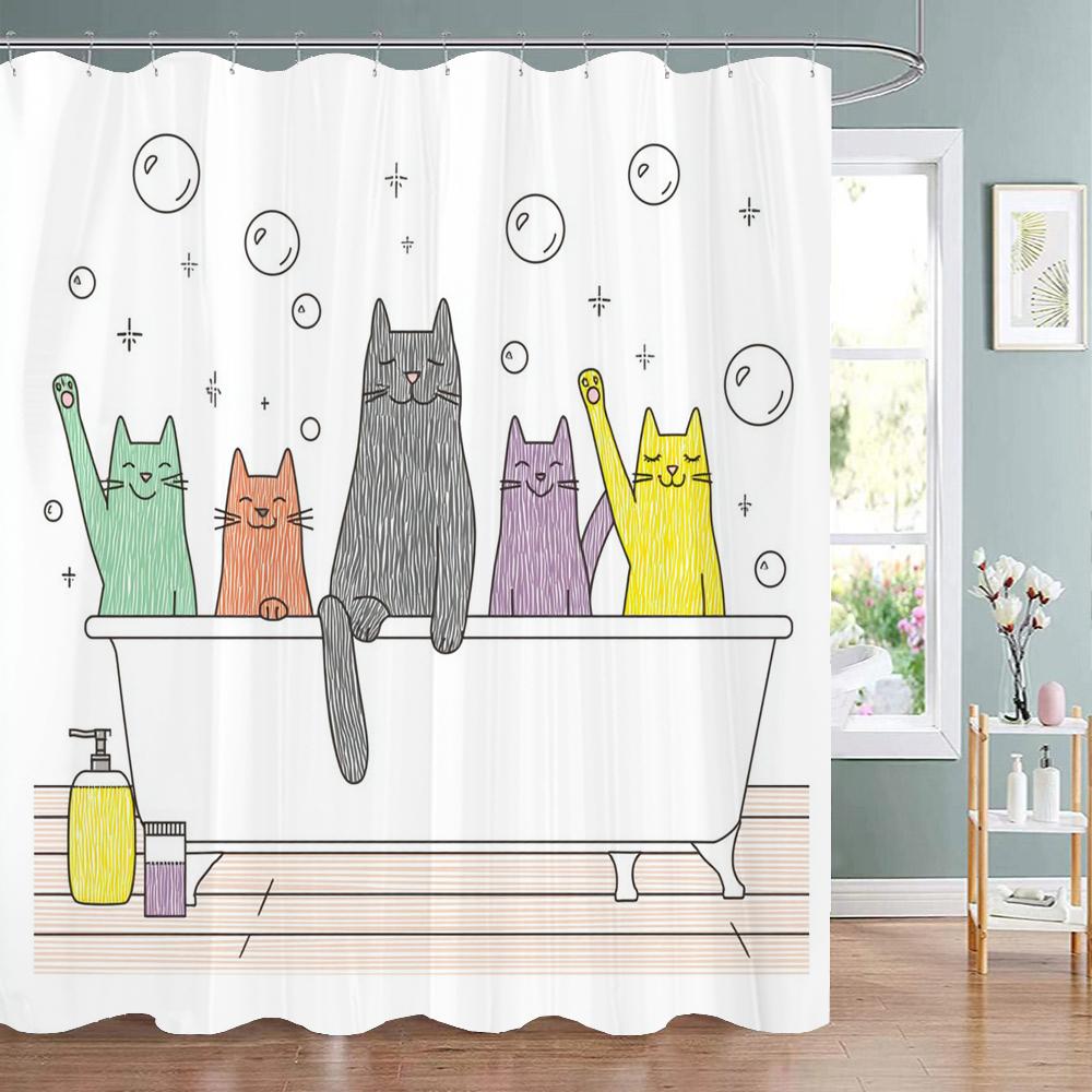 Cartoon Cute Bathing Cat Art Shower Curtain, Bathroom Decorative Shower Curtain, Home printed Bath Curtain with Hooks 90x180cm-35x70in
Cartoon Cute Bathing Cat Art Shower Curtain, Bathroom Decorative Shower Curtain, Home printed Bath Curtain with Hooks 90x180cm-35x70in