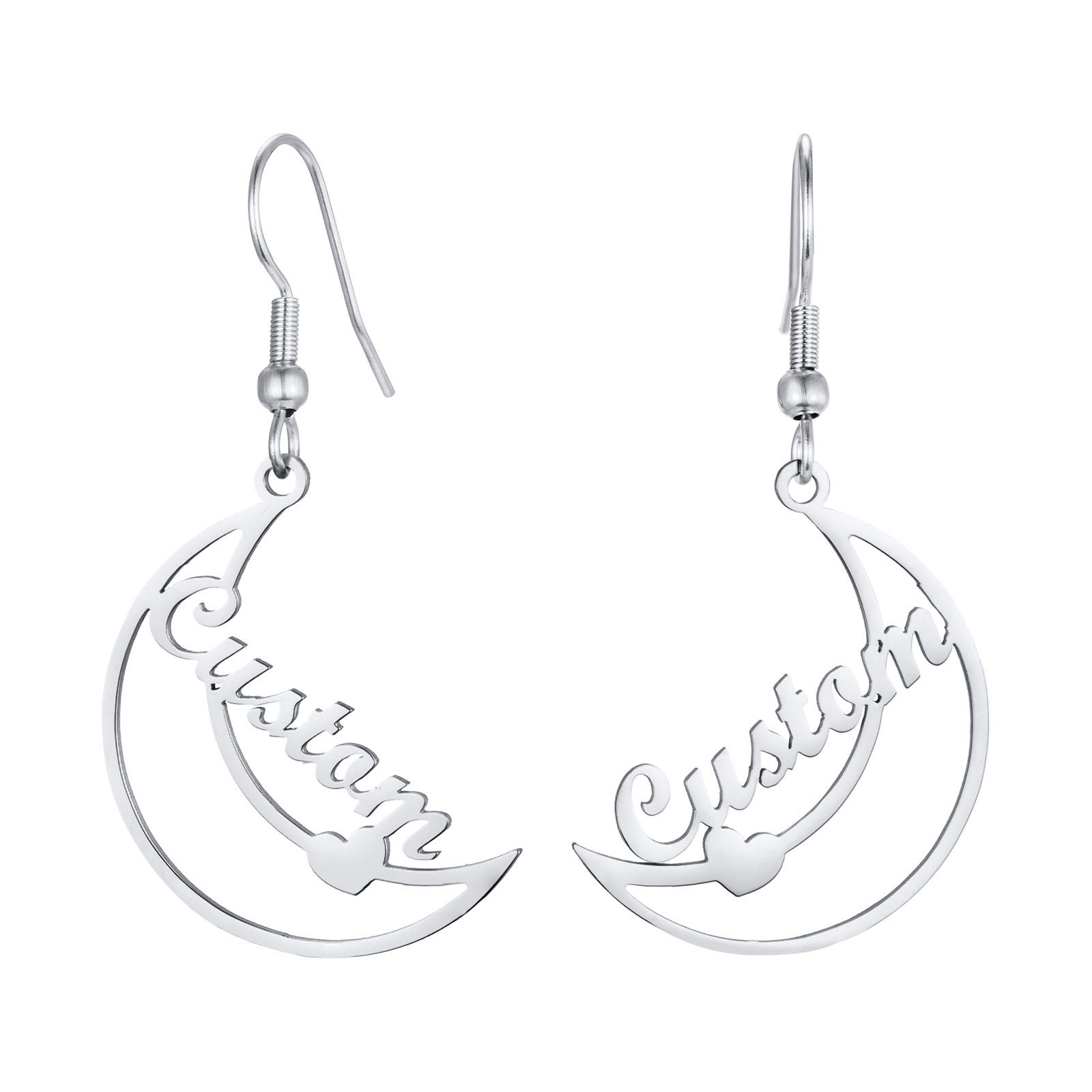 Free Personalized Moon Heart Shaped Name Custom Earrings for Women,Stainless Steel Waterproof Earrings,Fashion Jewelry Gifts
Free Personalized Moon Heart Shaped Name Custom Earrings for Women,Stainless Steel Waterproof Earrings,Fashion Jewelry Gifts