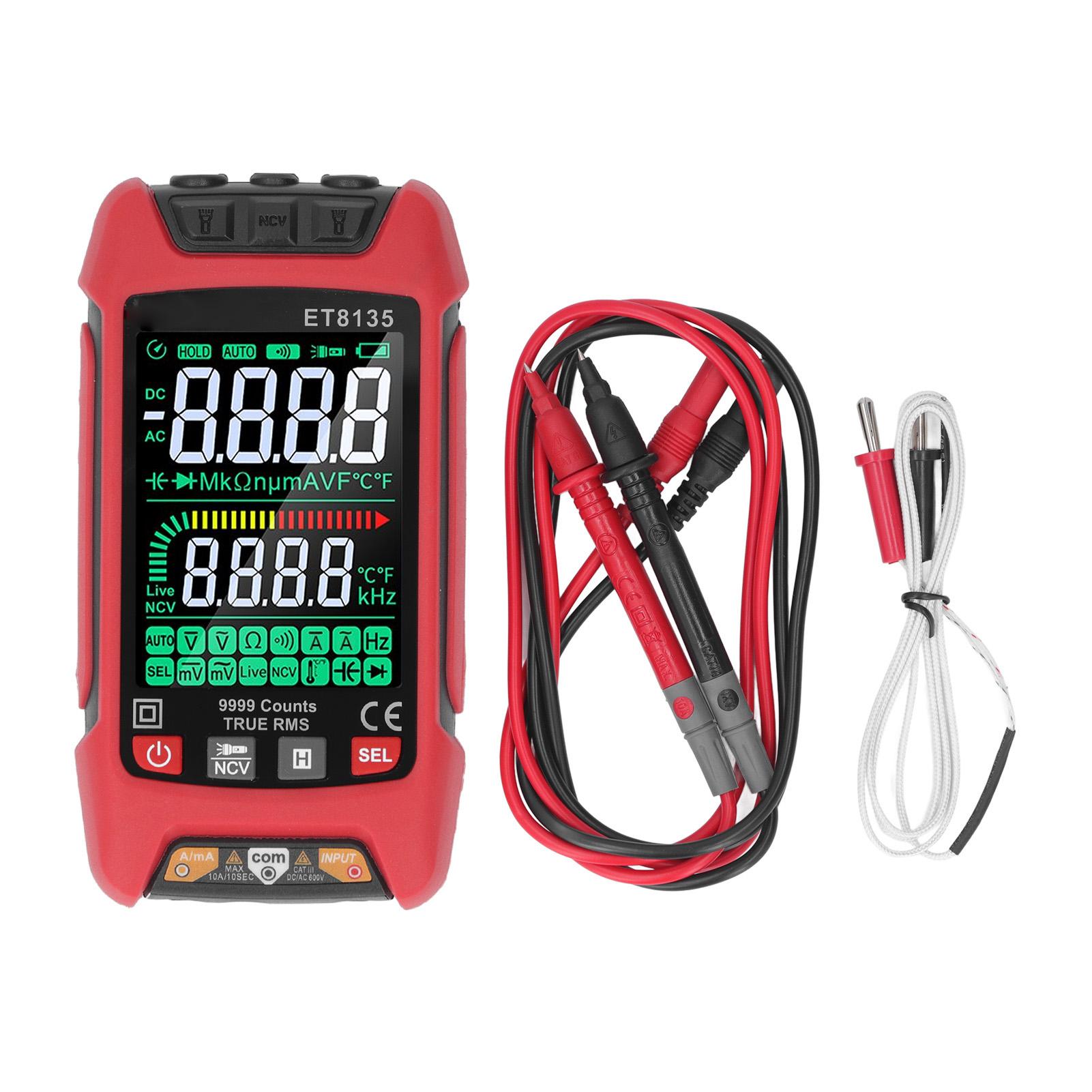 Digital Multimeter Tester 9999 Counts Color Screen AC DC Current Voltage Resistance Meter with
Digital Multimeter Tester 9999 Counts Color Screen AC DC Current Voltage Resistance Meter with