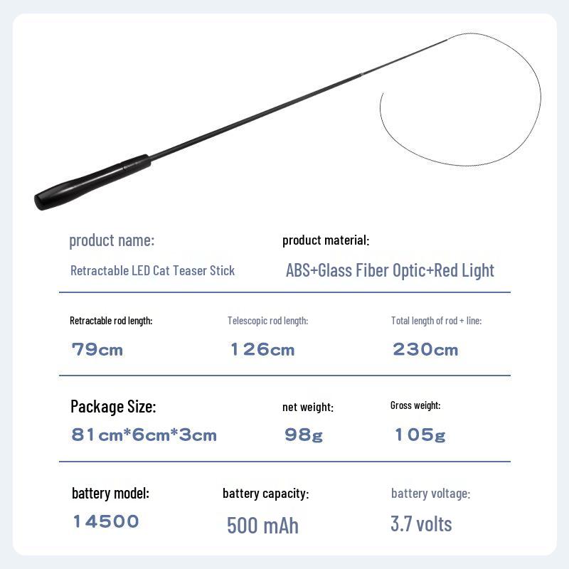 2-Section Telescopic LED Cat Teaser with USB Charging & Long Battery Life
2-Section Telescopic LED Cat Teaser with USB Charging & Long Battery Life