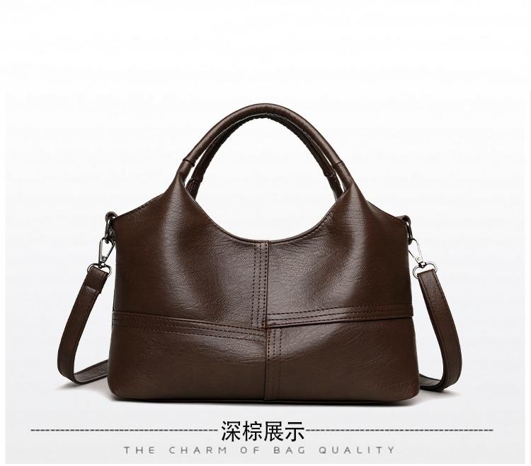 Fashion splicing women s handbag new simple middle-aged mother bag commuting large-capacity shoulder messenger bag темно-коричневого кольору
Fashion splicing women s handbag new simple middle-aged mother bag commuting large-capacity shoulder messenger bag темно-коричневого кольору