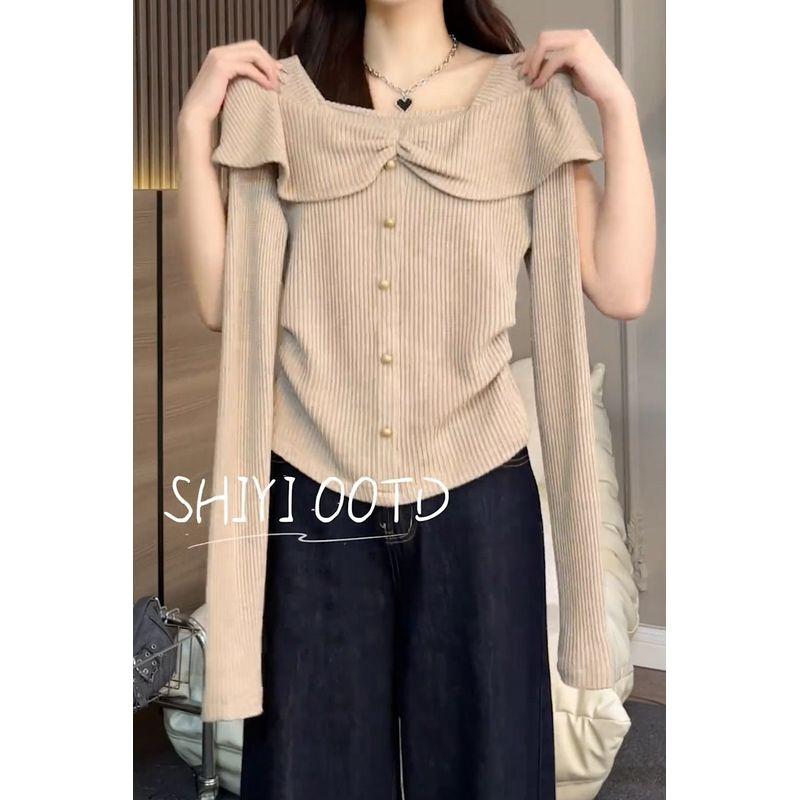 2026 Autumn New Product Design Sense Niche Pleat Frill Collar Long sleeves Shirt Slimming Age Reducing Western Style Top Khaki M
2026 Autumn New Product Design Sense Niche Pleat Frill Collar Long sleeves Shirt Slimming Age Reducing Western Style Top Khaki M