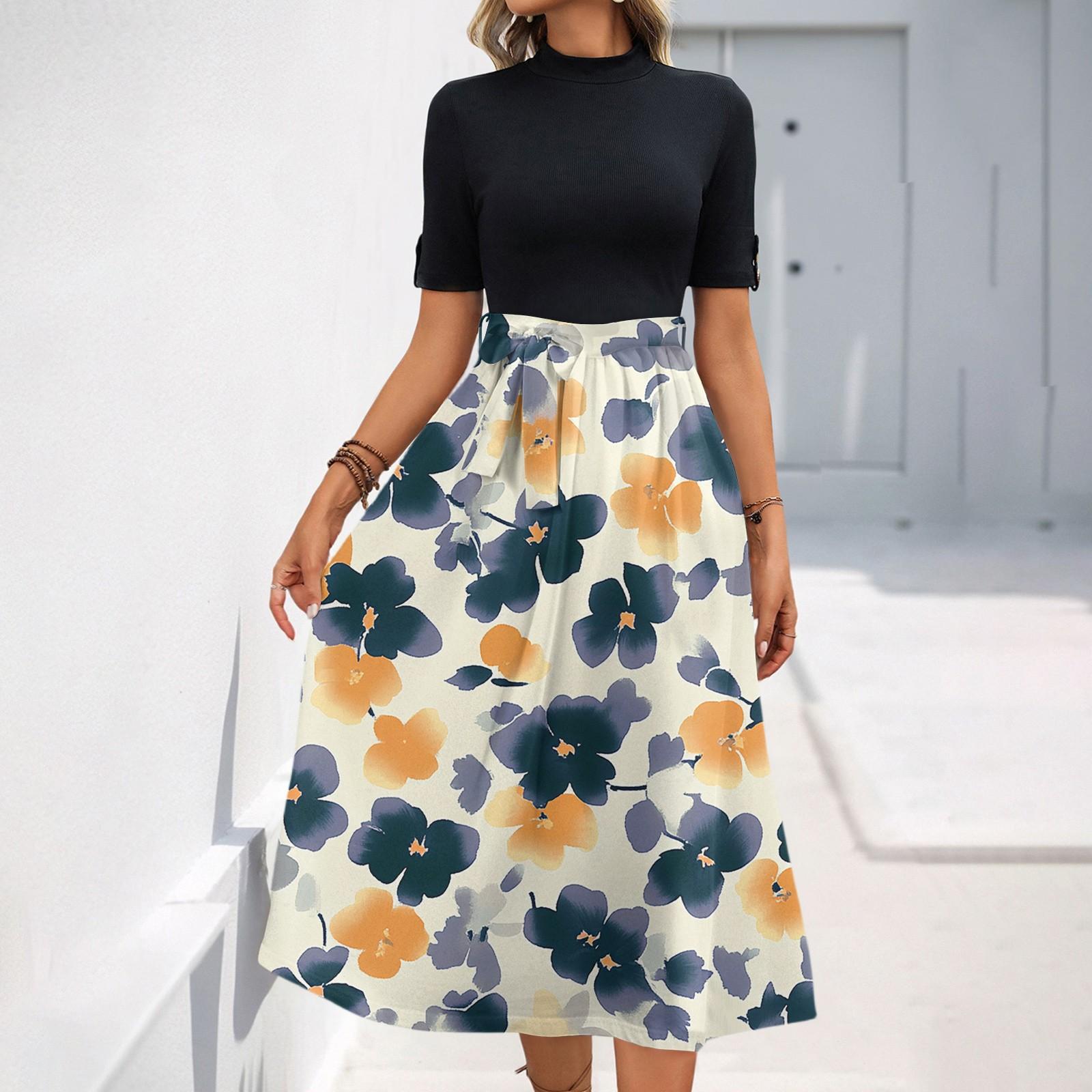 Женское модное повседневное платье с коротким рукавом и круглым вырезом с цветочным принтом и элегантным темпераментом M тёмно-синий
Женское модное повседневное платье с коротким рукавом и круглым вырезом с цветочным принтом и элегантным темпераментом M тёмно-синий