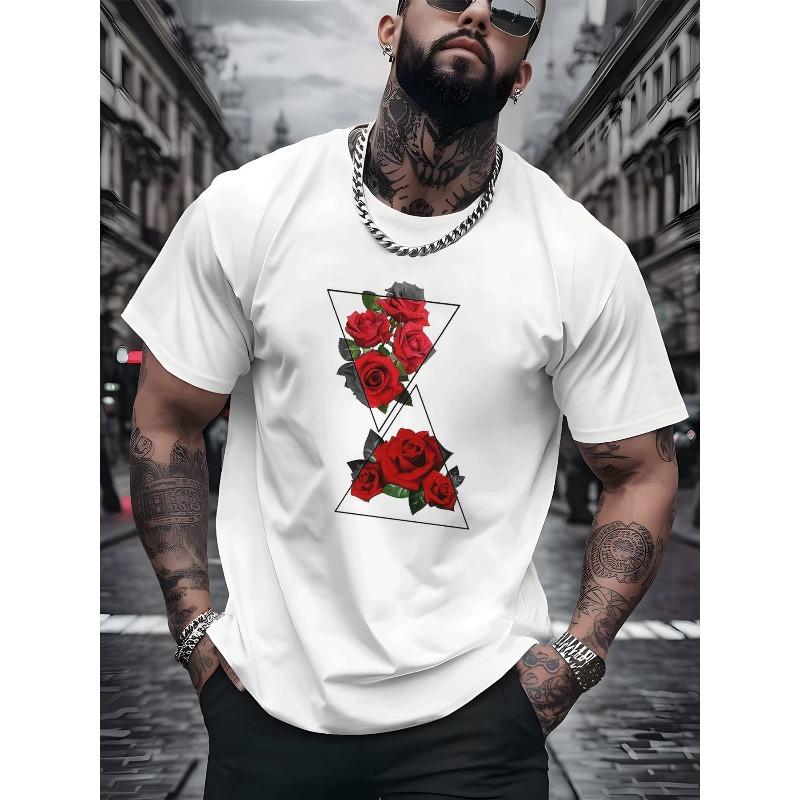 European sizes Men S Casual Street Style T-Shirt with Red Rose Triangle Graphic | Fashion Trendy, Regular Fit, Crew Neck, Short Sleeve 4XL білий
European sizes Men S Casual Street Style T-Shirt with Red Rose Triangle Graphic | Fashion Trendy, Regular Fit, Crew Neck, Short Sleeve 4XL білий
