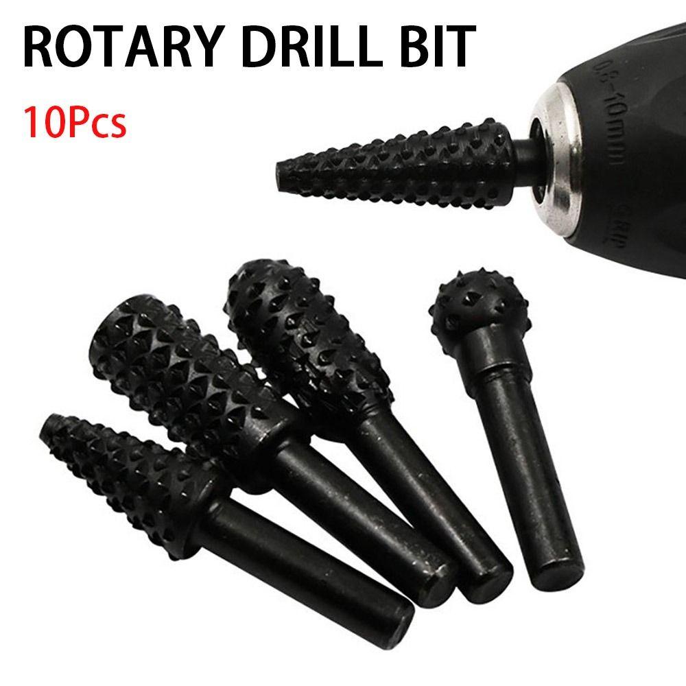 10Pcs/Set 6.3mm Handle Rotary Rasp File Black Wood Drill Bit High-quality Wood Carving Carpentry
10Pcs/Set 6.3mm Handle Rotary Rasp File Black Wood Drill Bit High-quality Wood Carving Carpentry