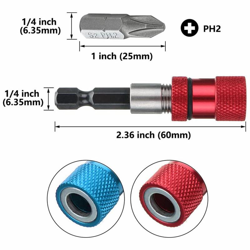 Magnetic Bit Holder with Phillips PH2 Screwdriver Bits, 1/4 Inch Hex Shank Driver Bits Adjustable Depth Screw Holder 60mm Length красный
Magnetic Bit Holder with Phillips PH2 Screwdriver Bits, 1/4 Inch Hex Shank Driver Bits Adjustable Depth Screw Holder 60mm Length красный