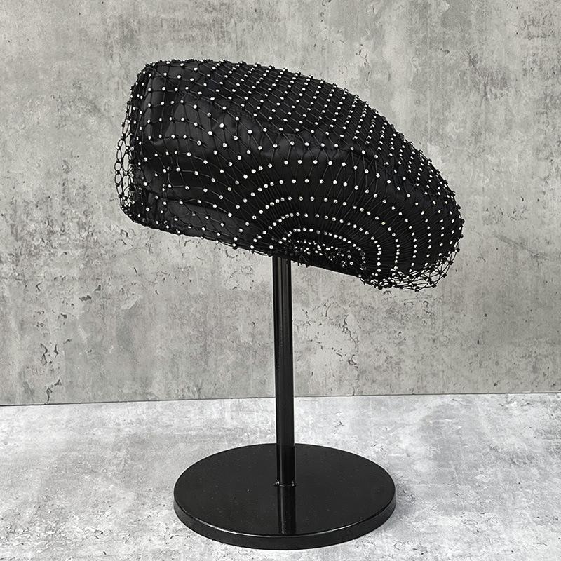 French Retro Socialite Rhinestone Mesh Beret Female Gypsy Elegant Temperament Newsboy Hat Flat Top Hat m (56-58cm) one size fits most, adjustable inside
French Retro Socialite Rhinestone Mesh Beret Female Gypsy Elegant Temperament Newsboy Hat Flat Top Hat m (56-58cm) one size fits most, adjustable inside