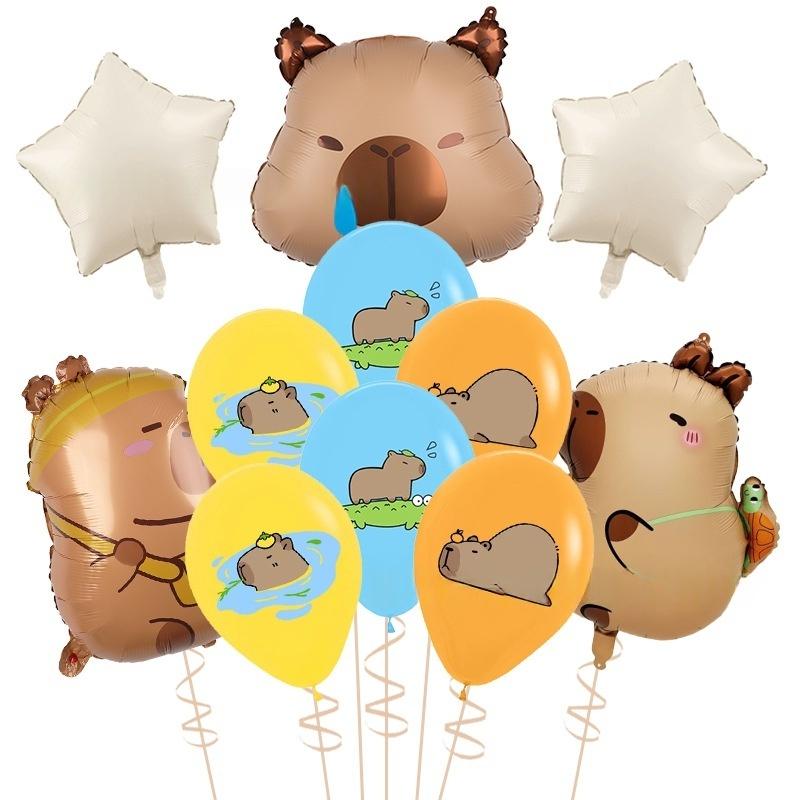 1 набор Мультяшная Капибара Алюминиевая Фольга Воздушный Шар Набор Цветы Маргаритки Детский День Рождения Вечеринка Декор Принадлежности Baby Shower Шары Детские Игрушки Other оранжевый